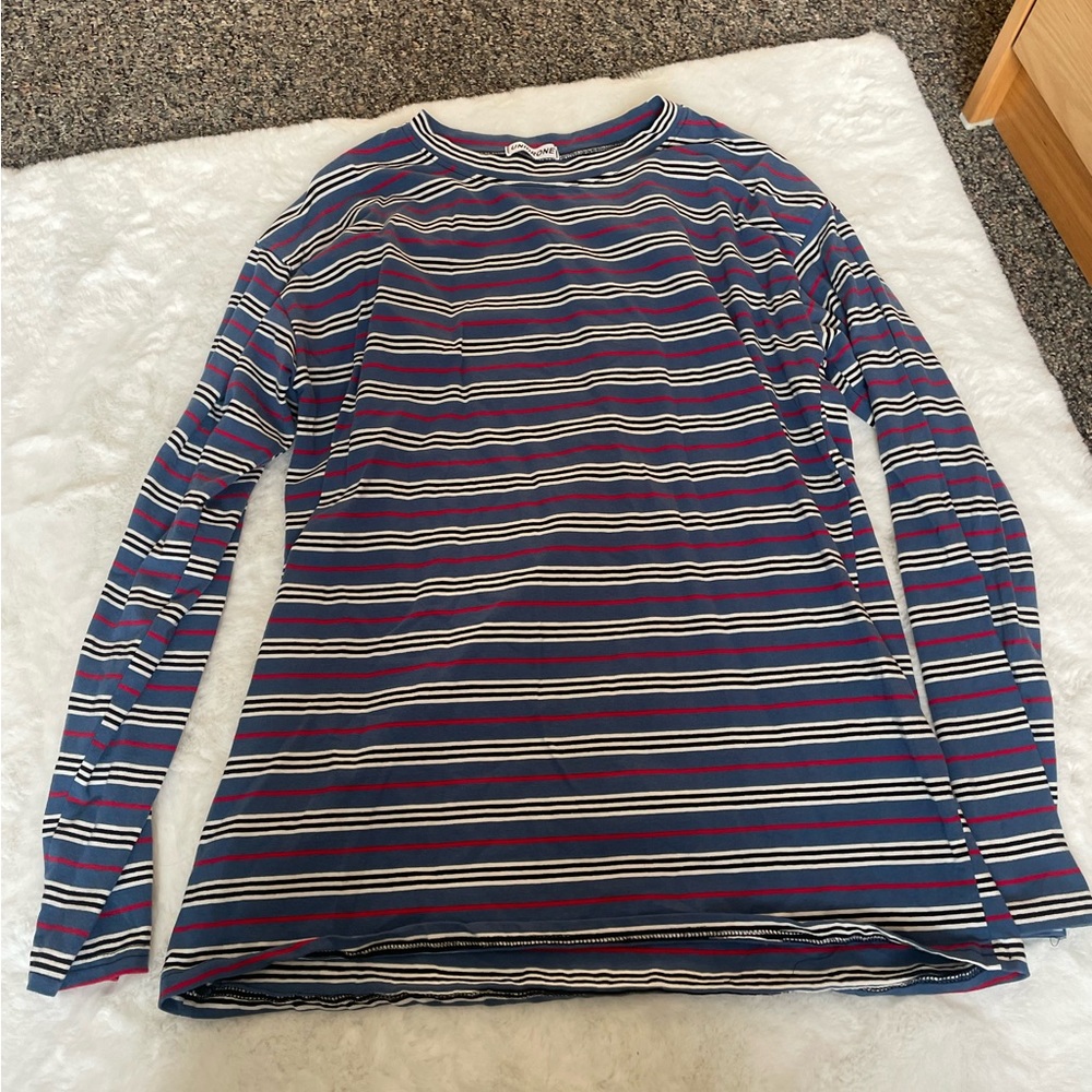 Blue Striped Grunge Long-Sleeve
